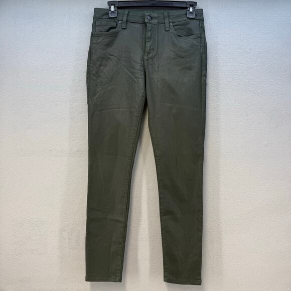 EUC Joe's Pant Women's 27 (4) Olive Green Coated Denim Skinny Leg Mid Rise EUC - Picture 1 of 14